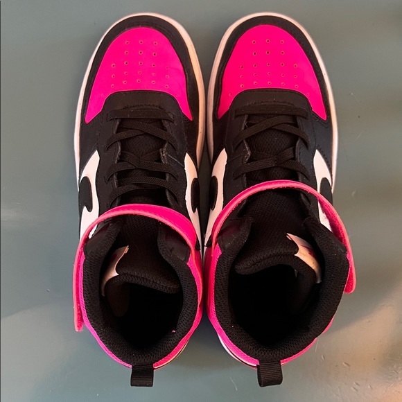 Nike Kids Court Borough Mid Sneakers - Pink, Black, and White - Picture 3 of 7
